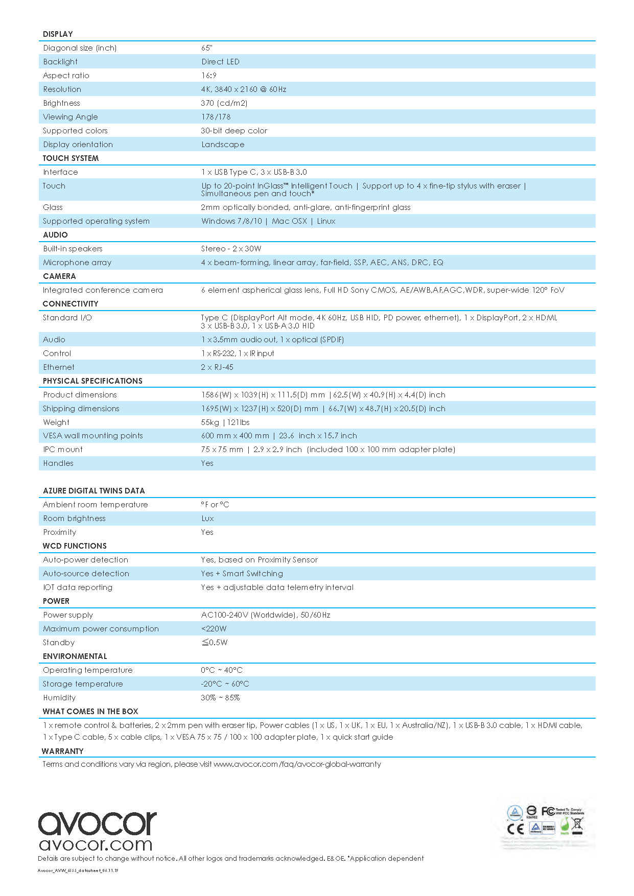 Avw 6555 Datasheet Avocor